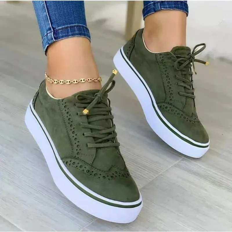 Hnzxzm 2024 New Sneakers Women Flat Casual Sneaker Spring Fashion Versatile Lace Up Walking Women Shoes Zapatos De Mujer