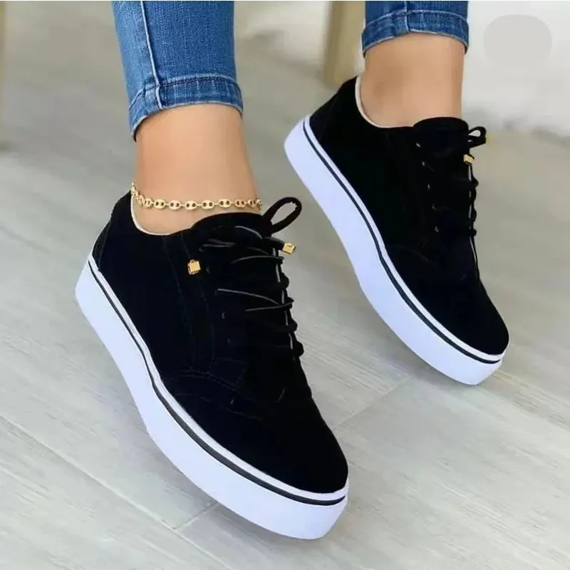 Hnzxzm 2024 New Sneakers Women Flat Casual Sneaker Spring Fashion Versatile Lace Up Walking Women Shoes Zapatos De Mujer
