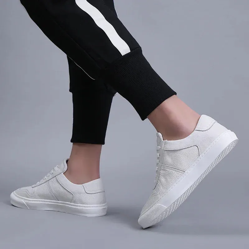 Hnzxzm Men Casual Shoes Luxury Brand Fashion Black White Sneakers Men 100% COw Leather Breathable Soft Walking Footwear