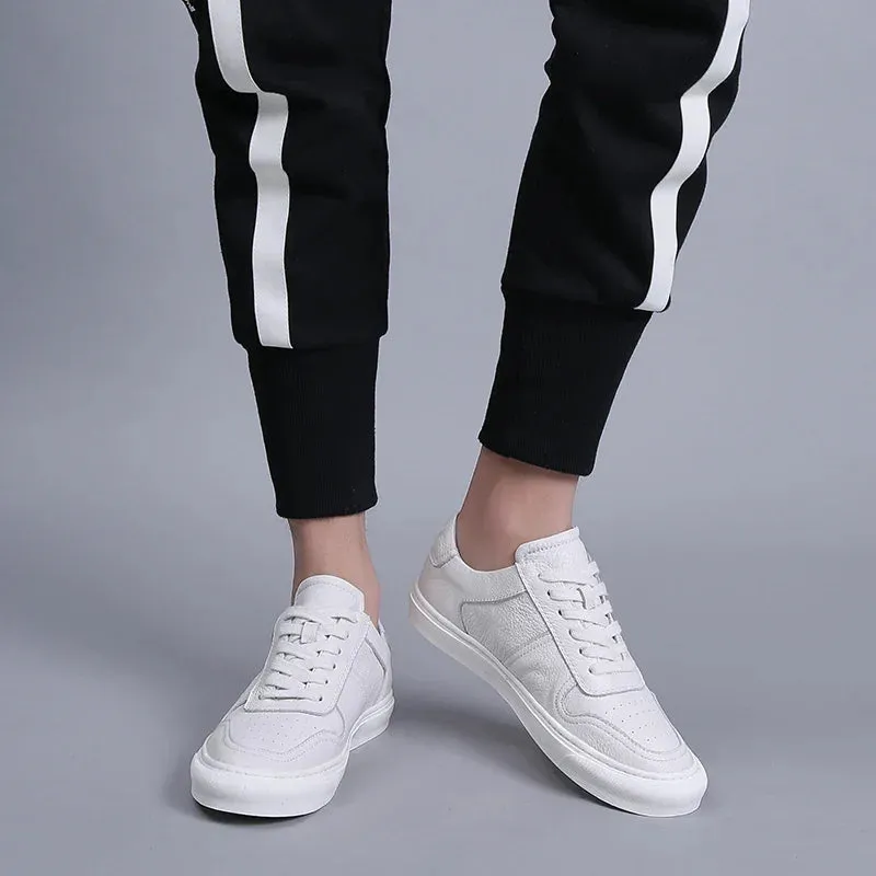 Hnzxzm Men Casual Shoes Luxury Brand Fashion Black White Sneakers Men 100% COw Leather Breathable Soft Walking Footwear