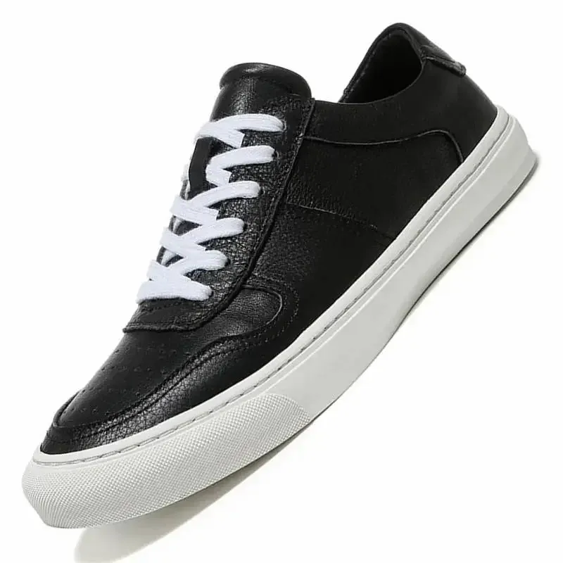 Hnzxzm Men Casual Shoes Luxury Brand Fashion Black White Sneakers Men 100% COw Leather Breathable Soft Walking Footwear