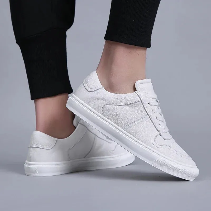 Hnzxzm Men Casual Shoes Luxury Brand Fashion Black White Sneakers Men 100% COw Leather Breathable Soft Walking Footwear