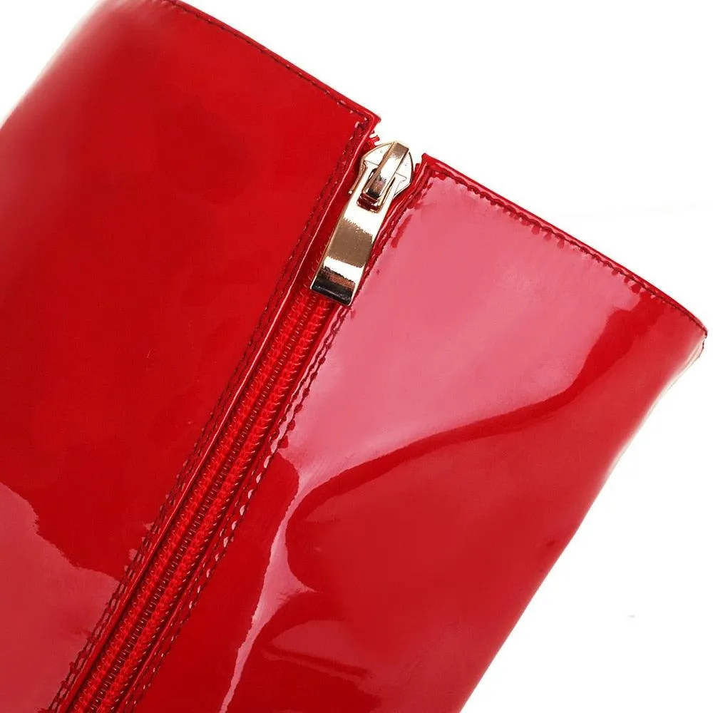 Knee High 13cm High Heel Patent Leather Boots