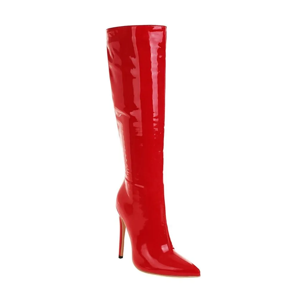 Knee High 13cm High Heel Patent Leather Boots
