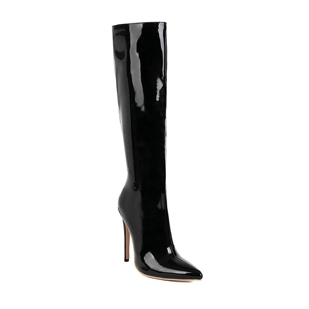 Knee High 13cm High Heel Patent Leather Boots