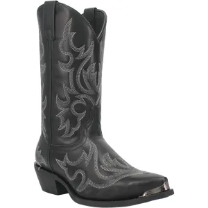 Laredo Men's Jameson Snip Toe Black Western Boots with All-over Fancy Stitching