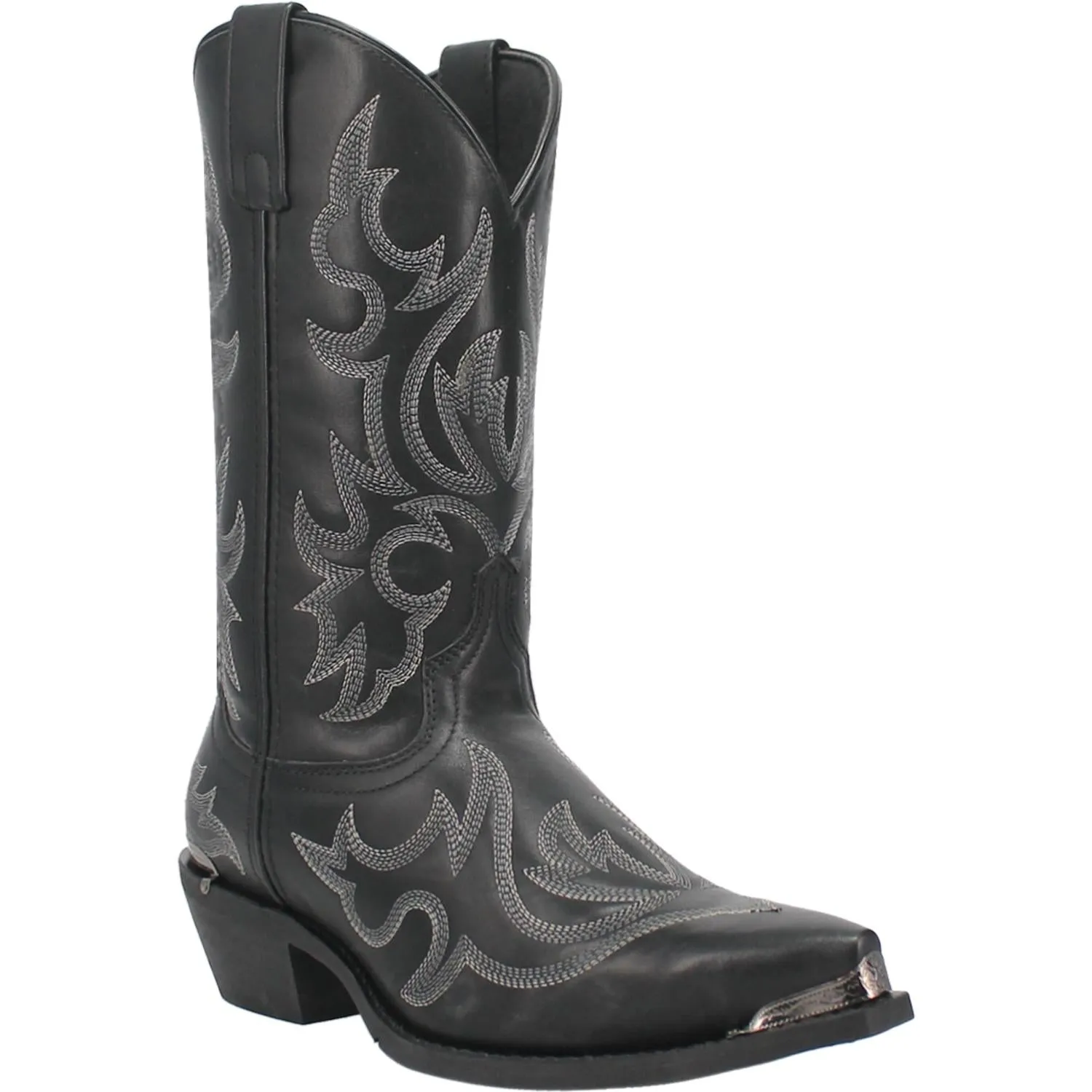 Laredo Men's Jameson Snip Toe Black Western Boots with All-over Fancy Stitching