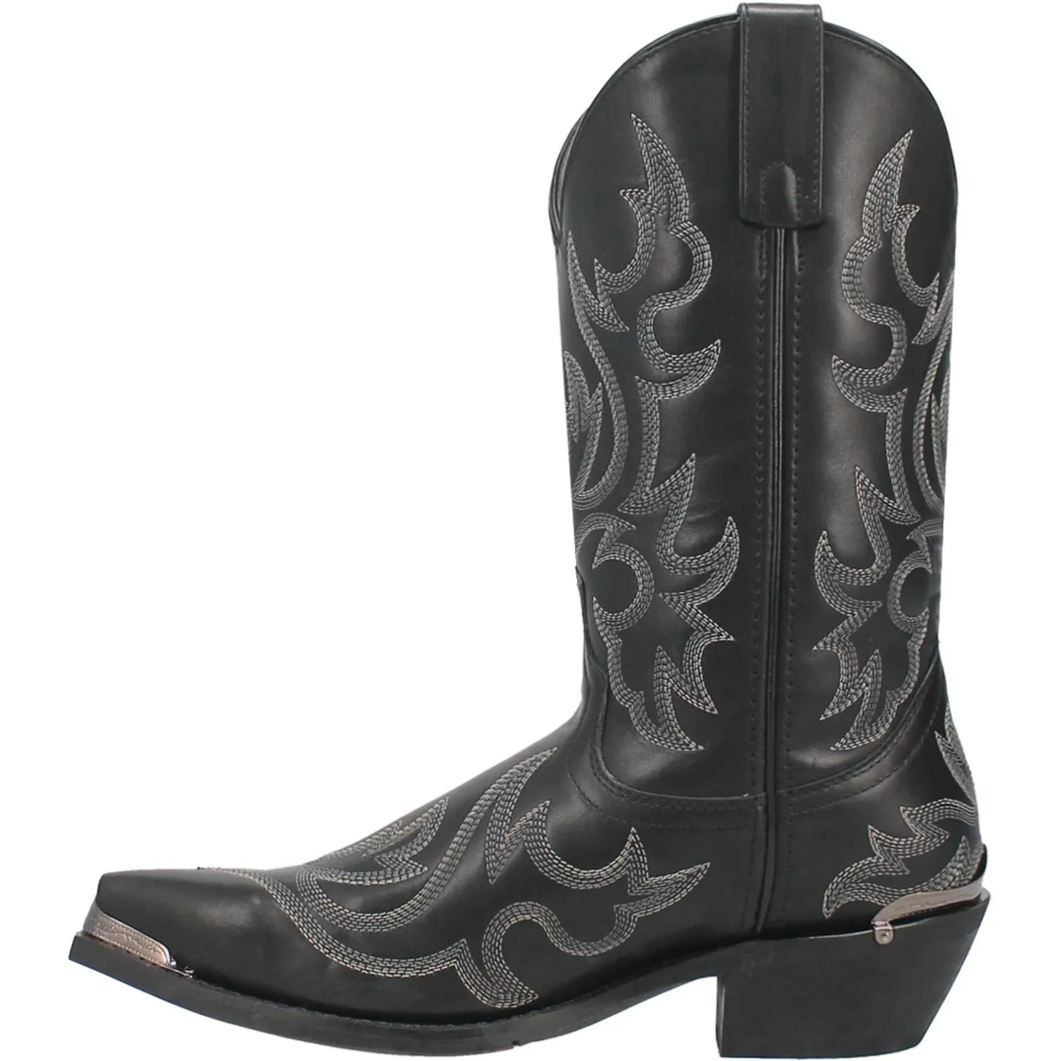 Laredo Men's Jameson Snip Toe Black Western Boots with All-over Fancy Stitching