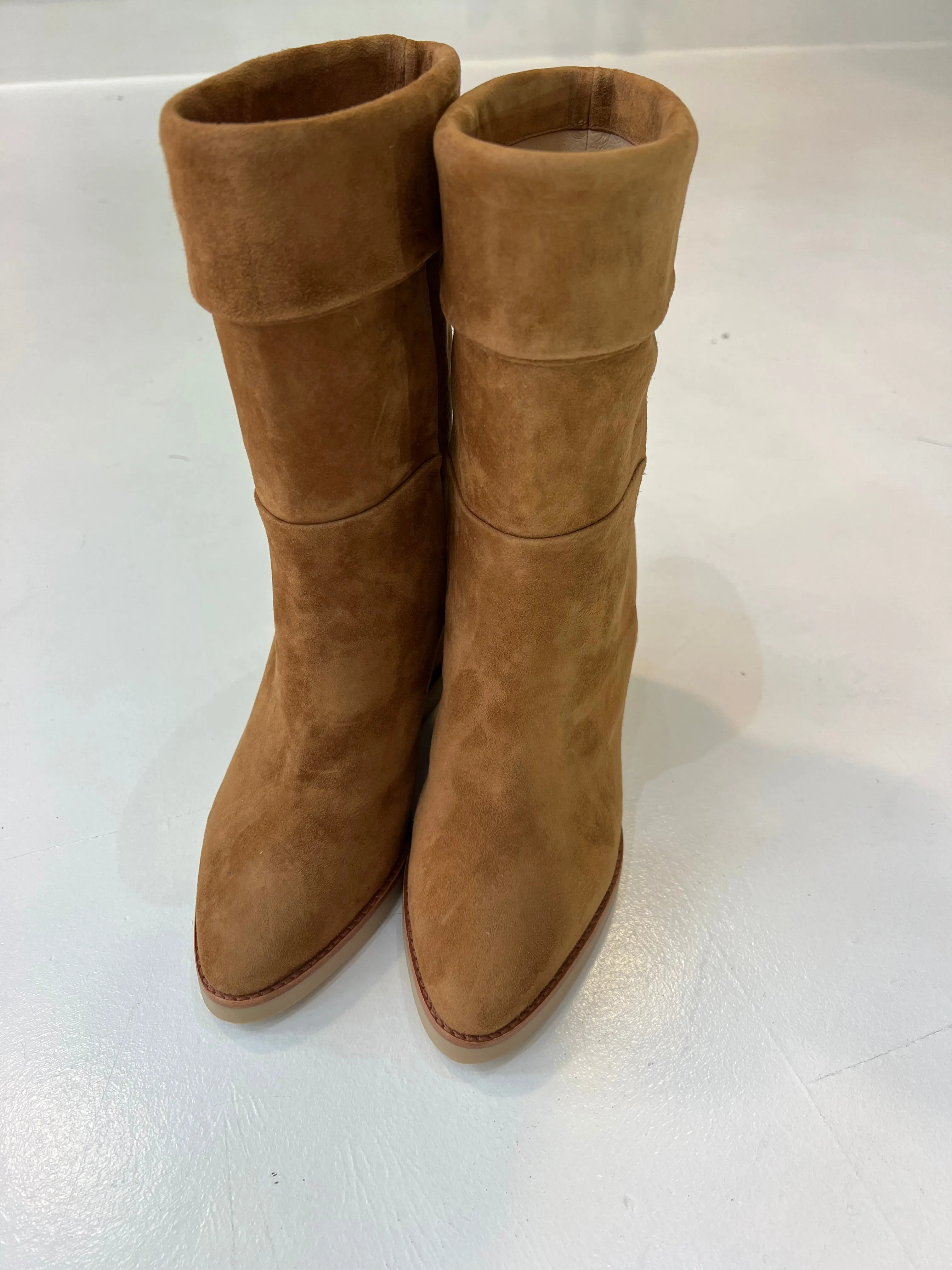 Lola Cruz Tan Suede Wedge 3/4 Boot