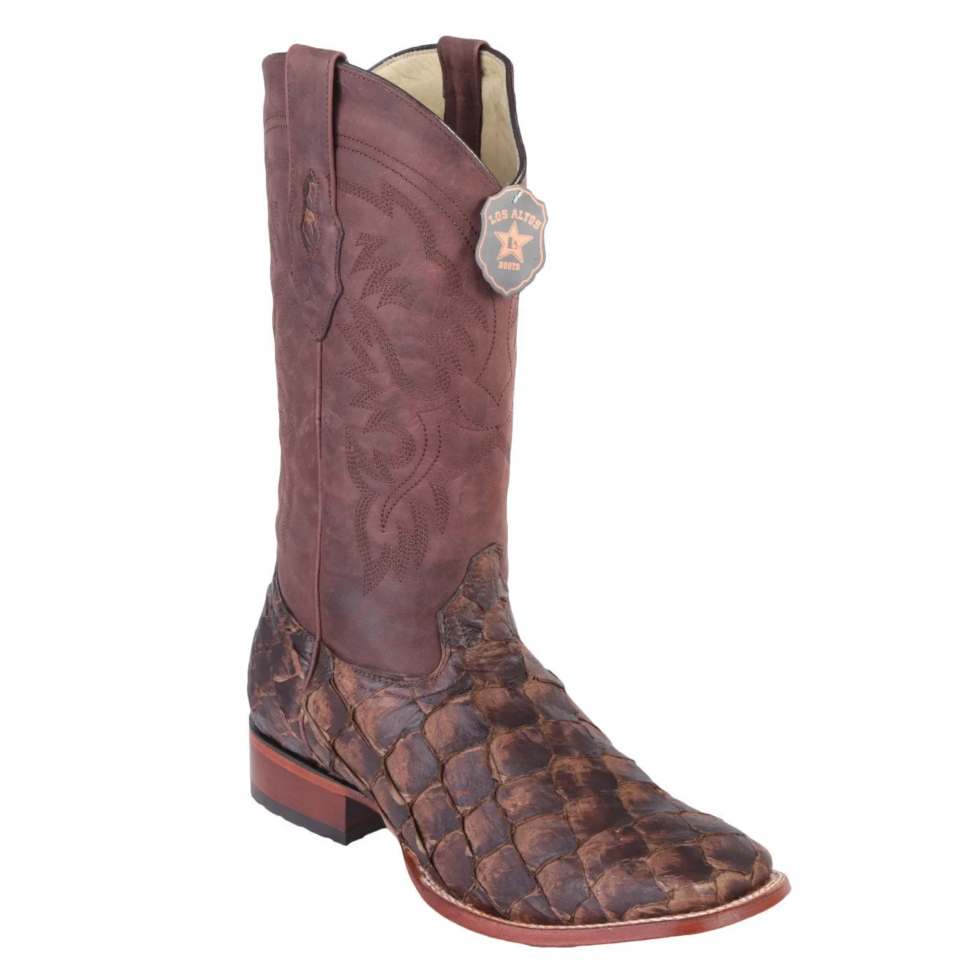 Los Altos Men's Pirarucu Fish Square Toe Cowboy Boots