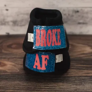 Medium "Broke AF" Black Iconoclast Bells w/ Ice Blue Glitter