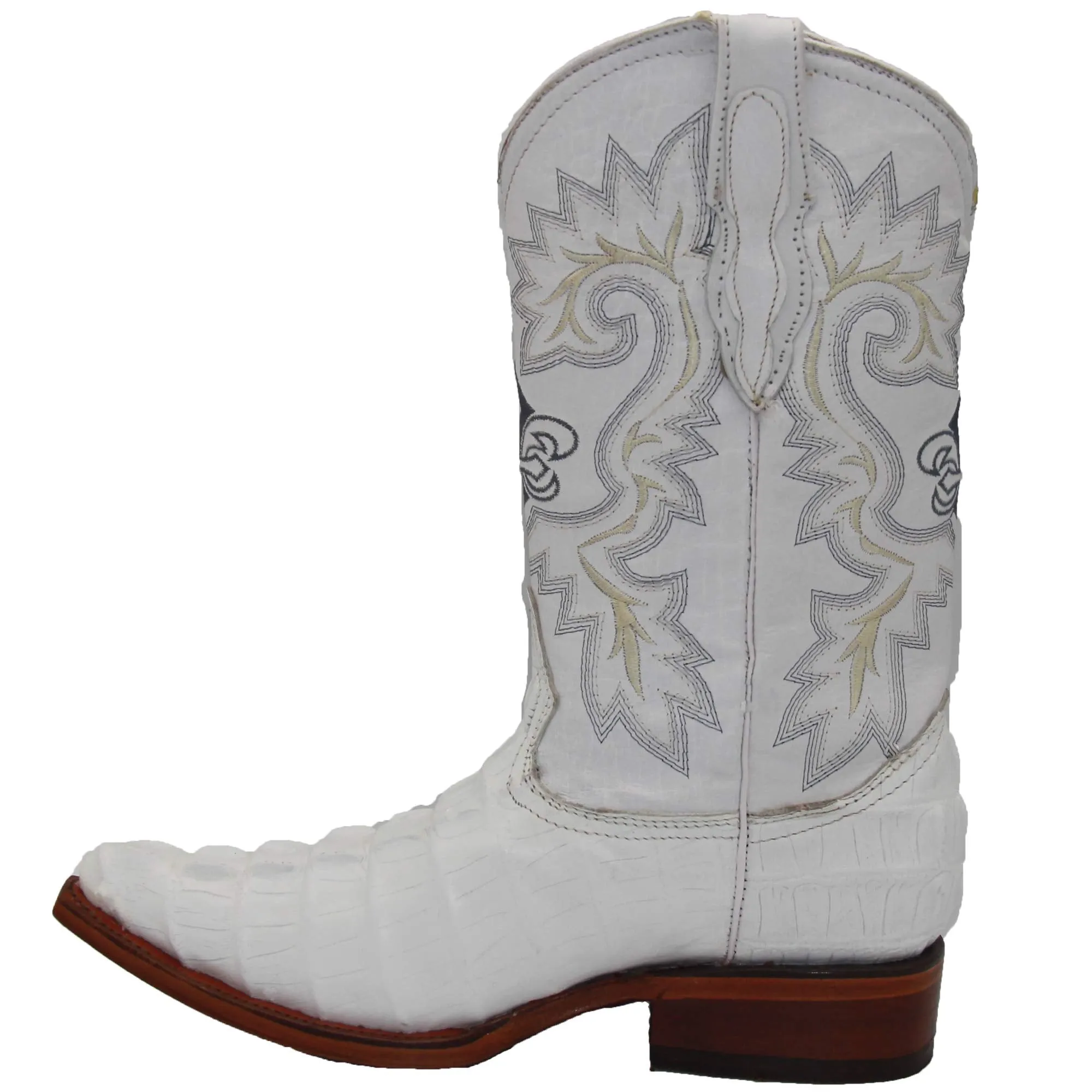Mens Leather Crocodile Print Snip Toe Cowboy Boot