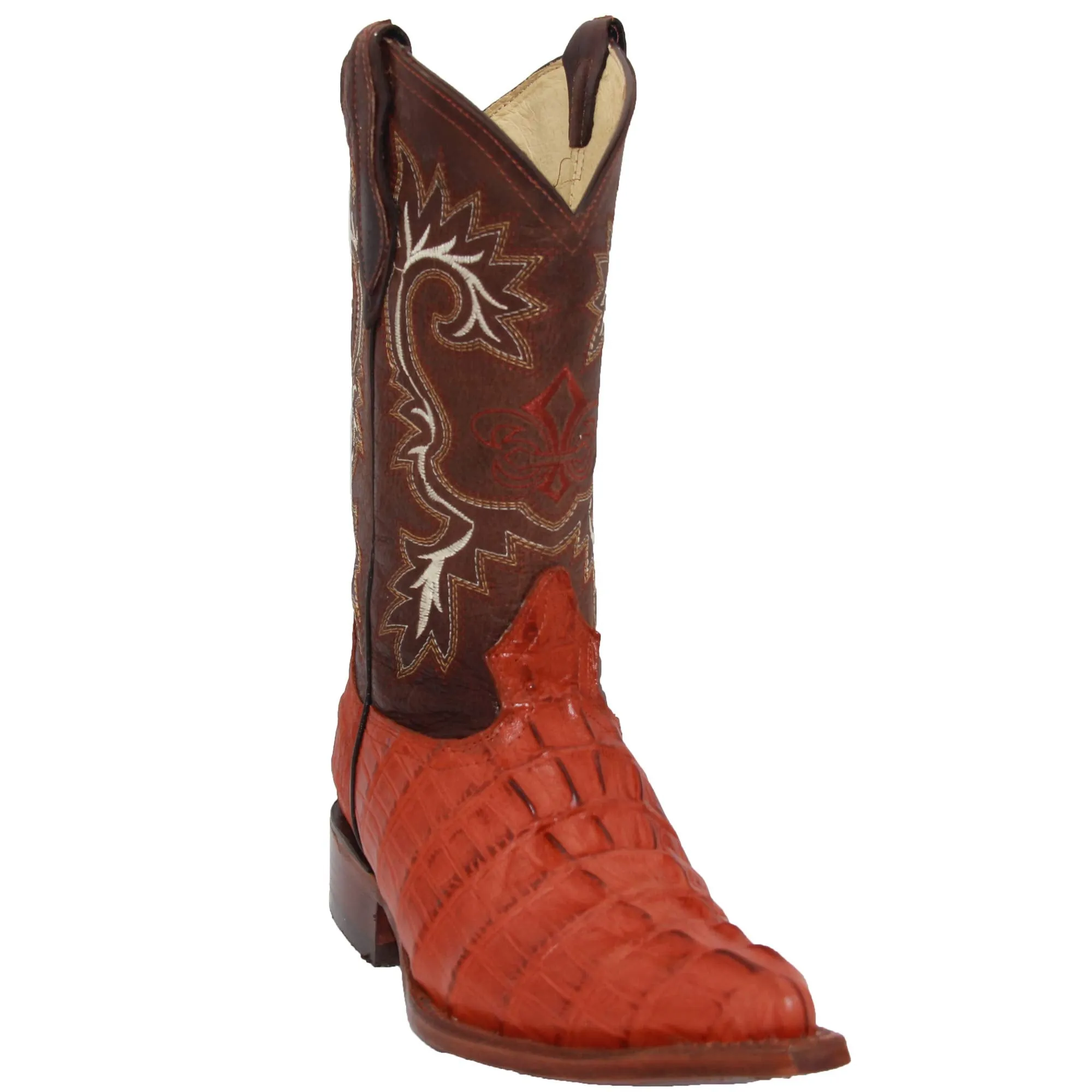 Mens Leather Crocodile Print Snip Toe Cowboy Boot