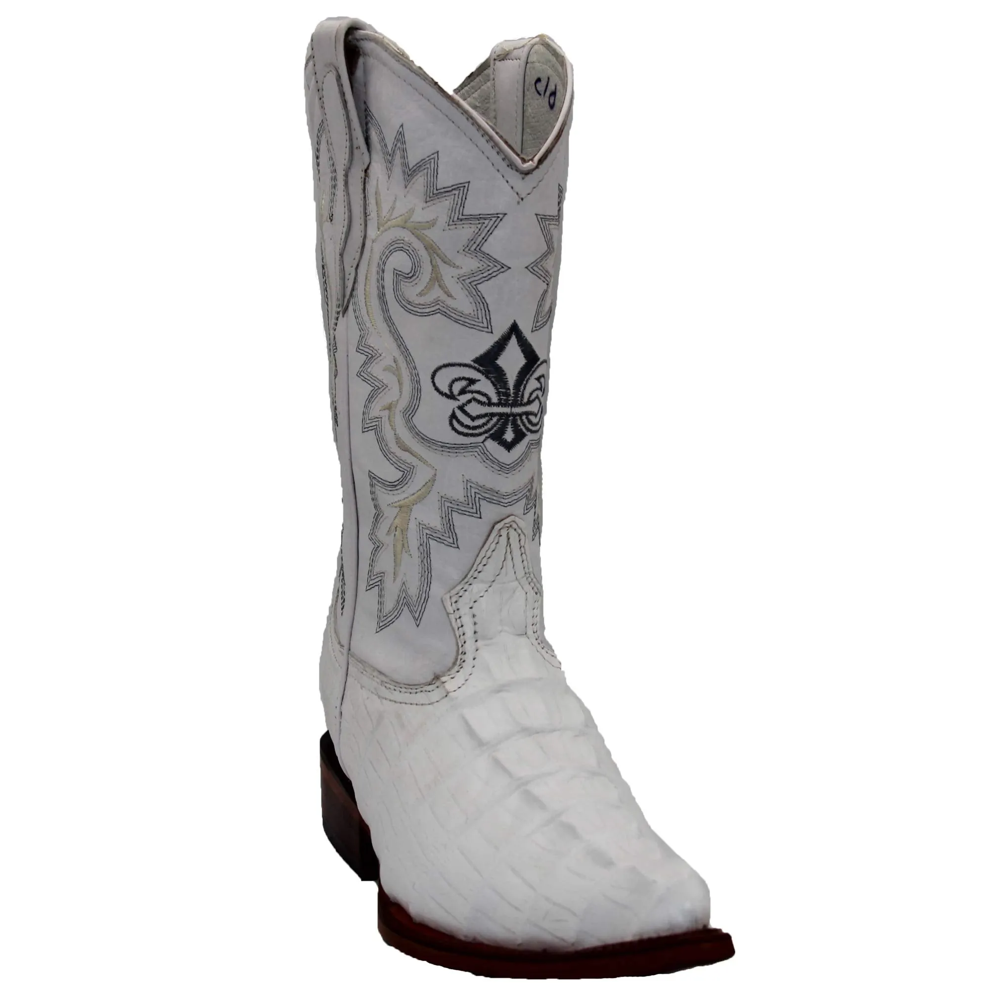 Mens Leather Crocodile Print Snip Toe Cowboy Boot