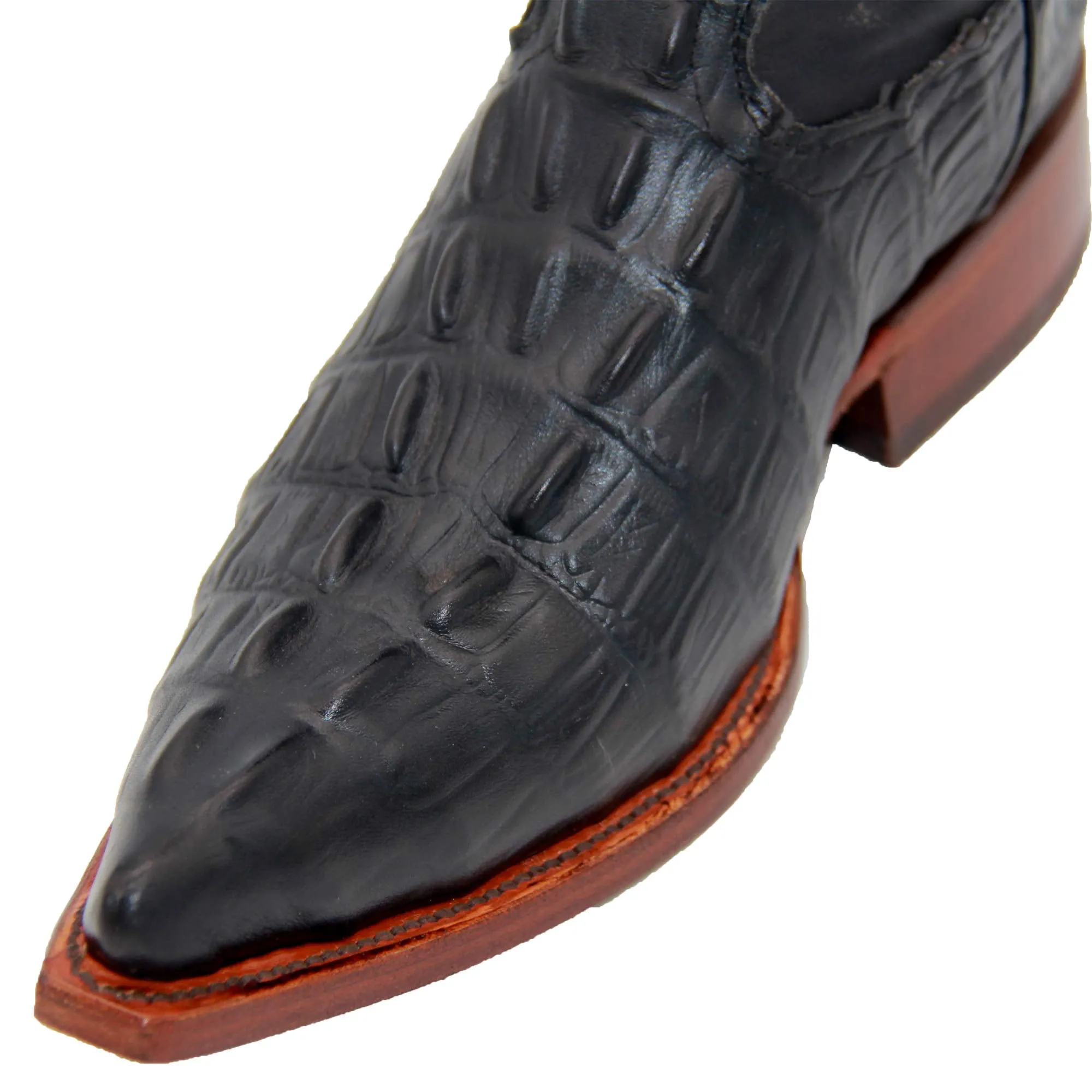 Mens Leather Crocodile Print Snip Toe Cowboy Boot