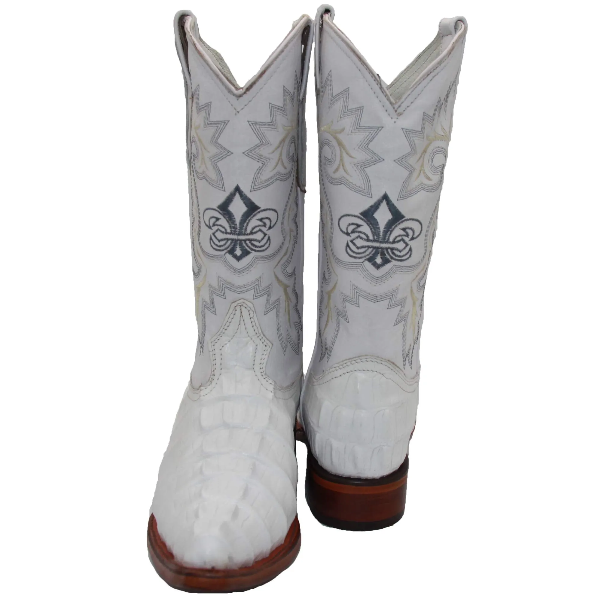 Mens Leather Crocodile Print Snip Toe Cowboy Boot