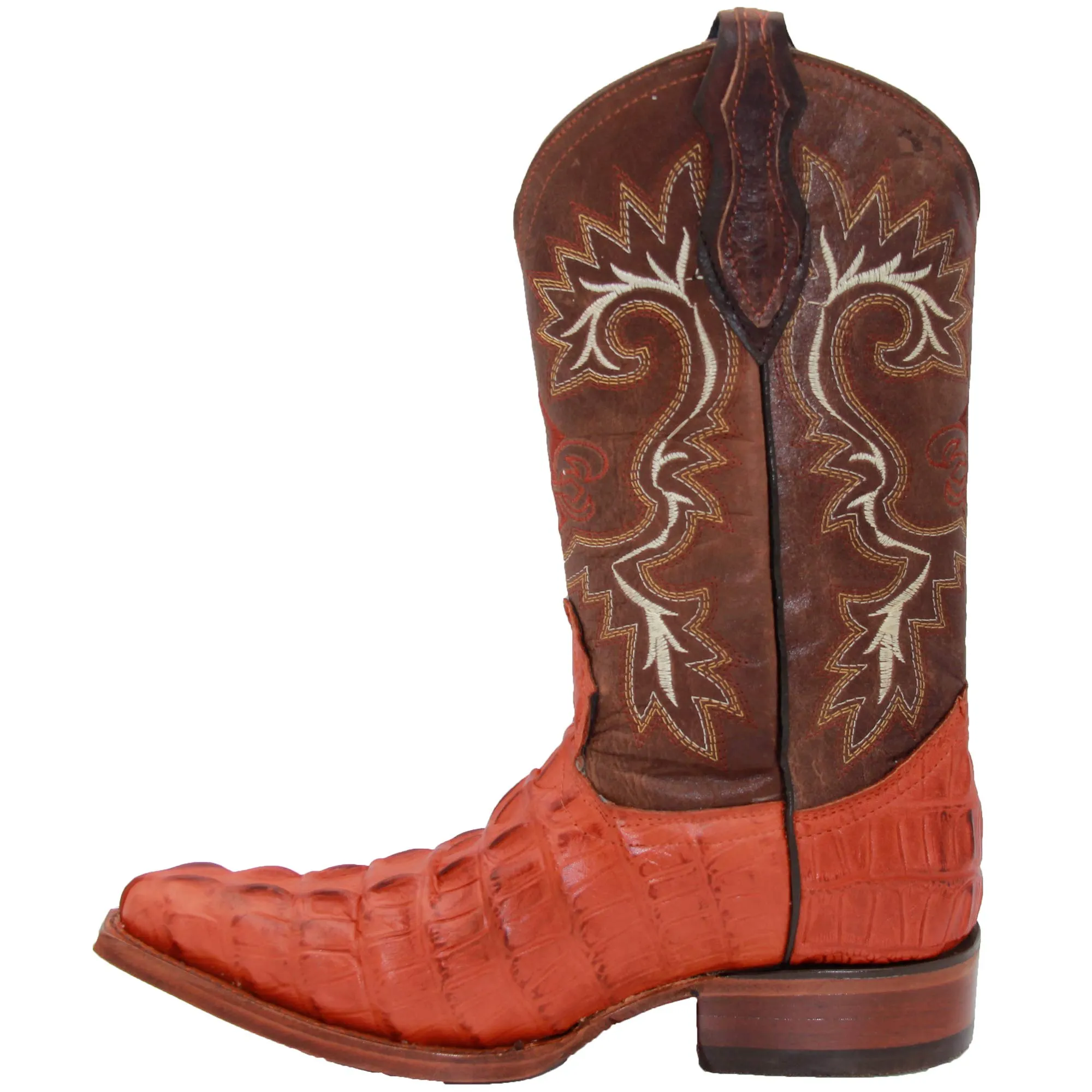 Mens Leather Crocodile Print Snip Toe Cowboy Boot