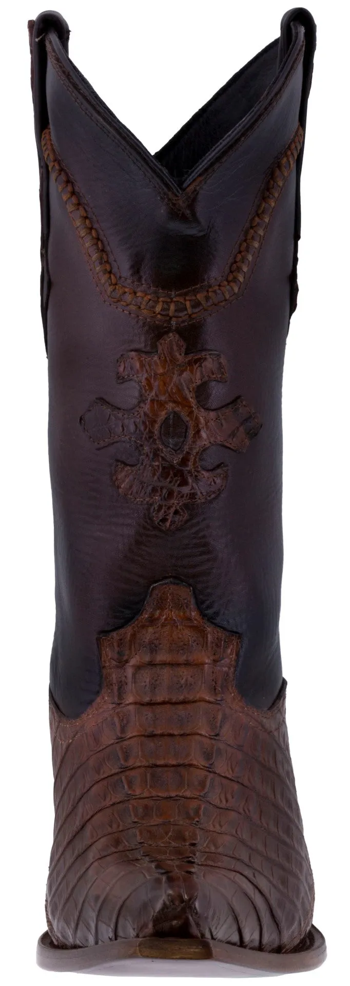 Men's Rustic Cognac Genuine Crocodile Belly Exotic Skin Cowboy Boots - Snip Toe