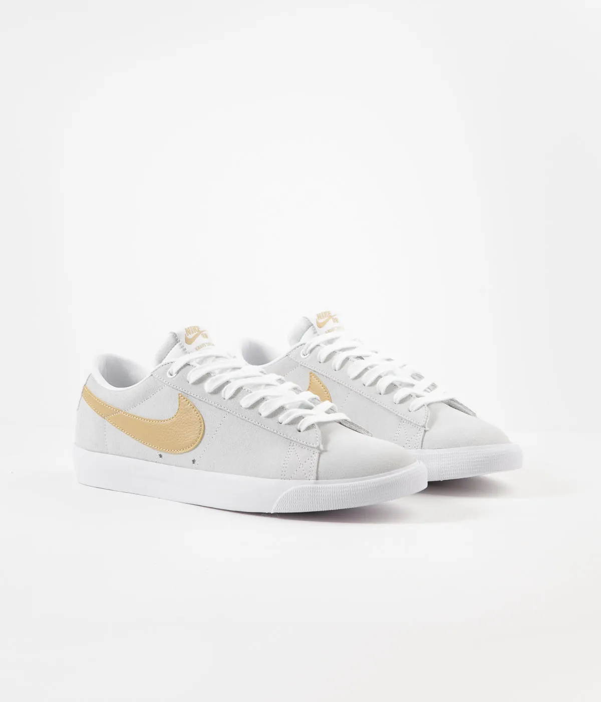 Nike SB Blazer Low GT Shoes - White / Club Gold - White - Light Thistle