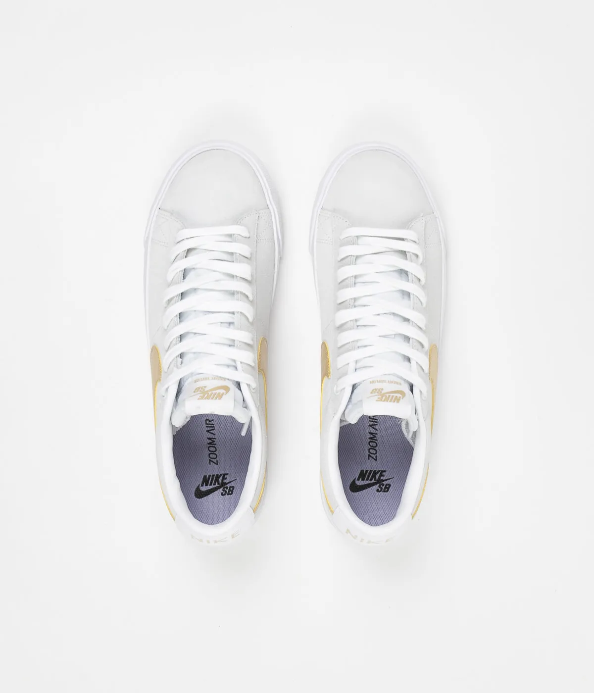 Nike SB Blazer Low GT Shoes - White / Club Gold - White - Light Thistle