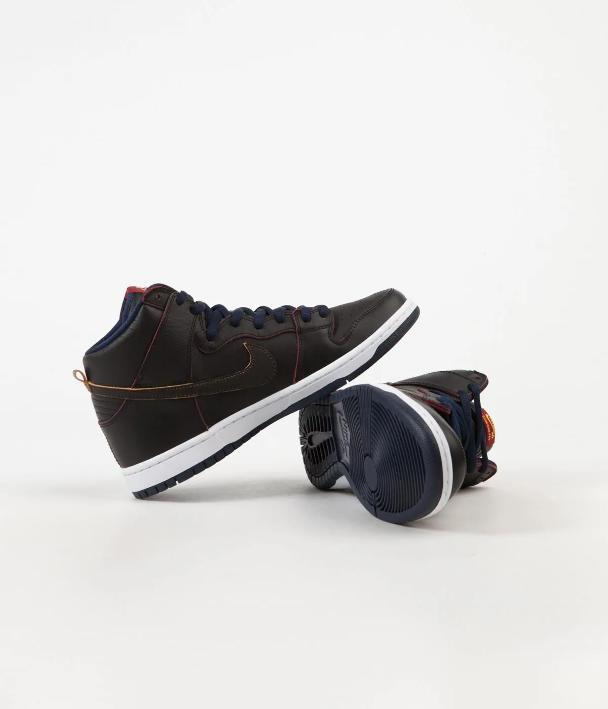 Nike SB Dunk High Pro NBA Shoes - Black/ Black - College Navy - Team Red