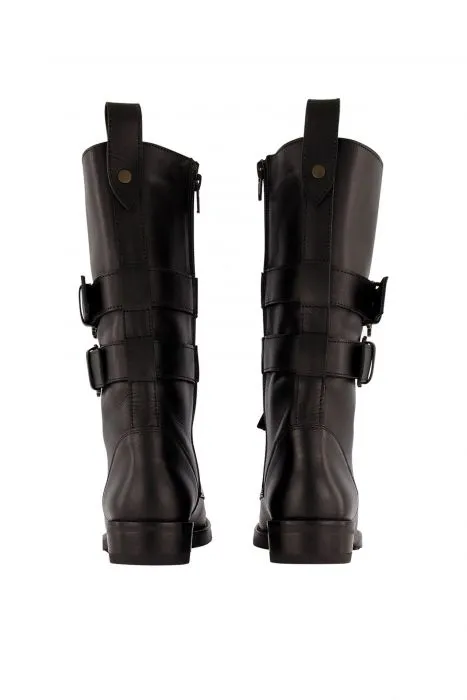 NIKKIE halfhoge boots met muntjes en sierlijke gespen