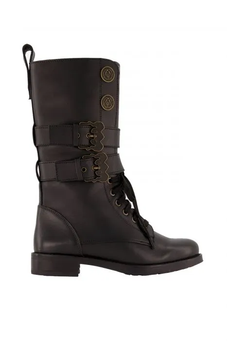 NIKKIE halfhoge boots met muntjes en sierlijke gespen
