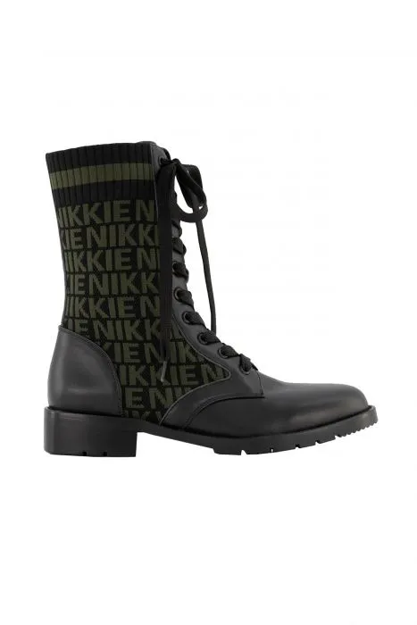 NIKKIE veterboots met fijngebreide stof