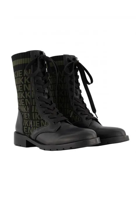 NIKKIE veterboots met fijngebreide stof