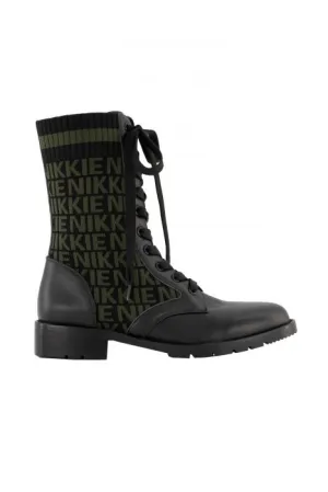 NIKKIE veterboots met fijngebreide stof