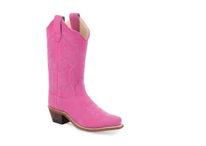 Old West Kids Girls Snip Toe Pink Leather 8in Cowboy Boots 12 D