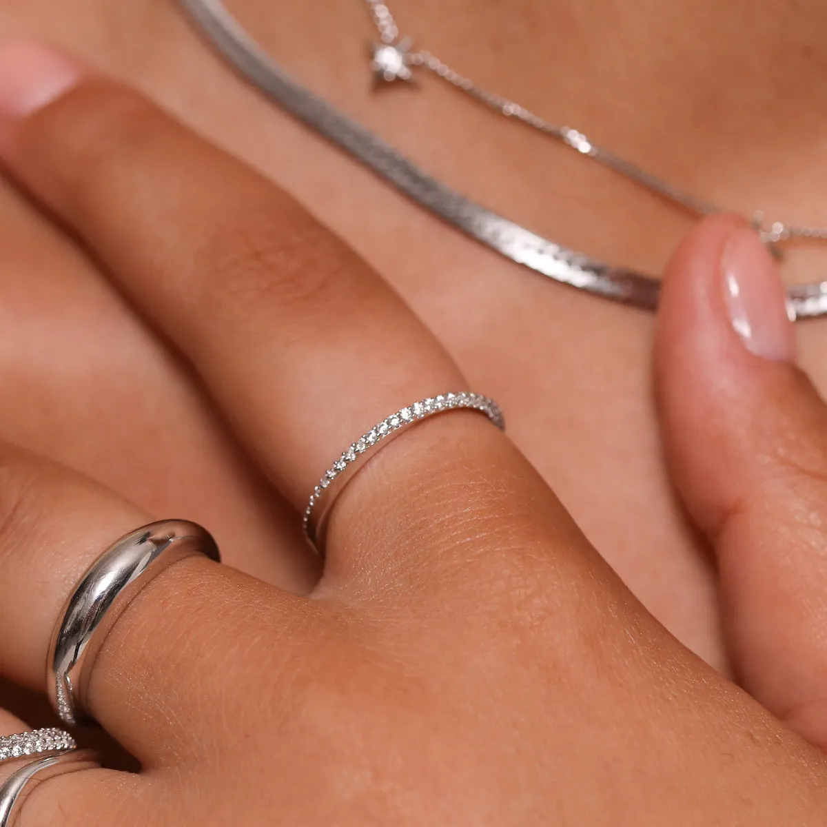 Orbit Crystal Band Ring in Silver