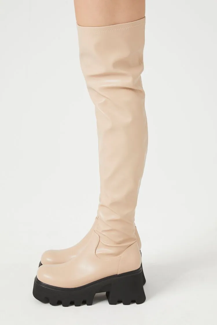 Over-the-Knee Lug-Sole Boots