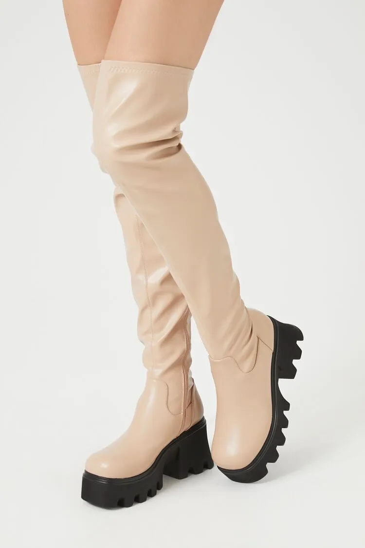 Over-the-Knee Lug-Sole Boots