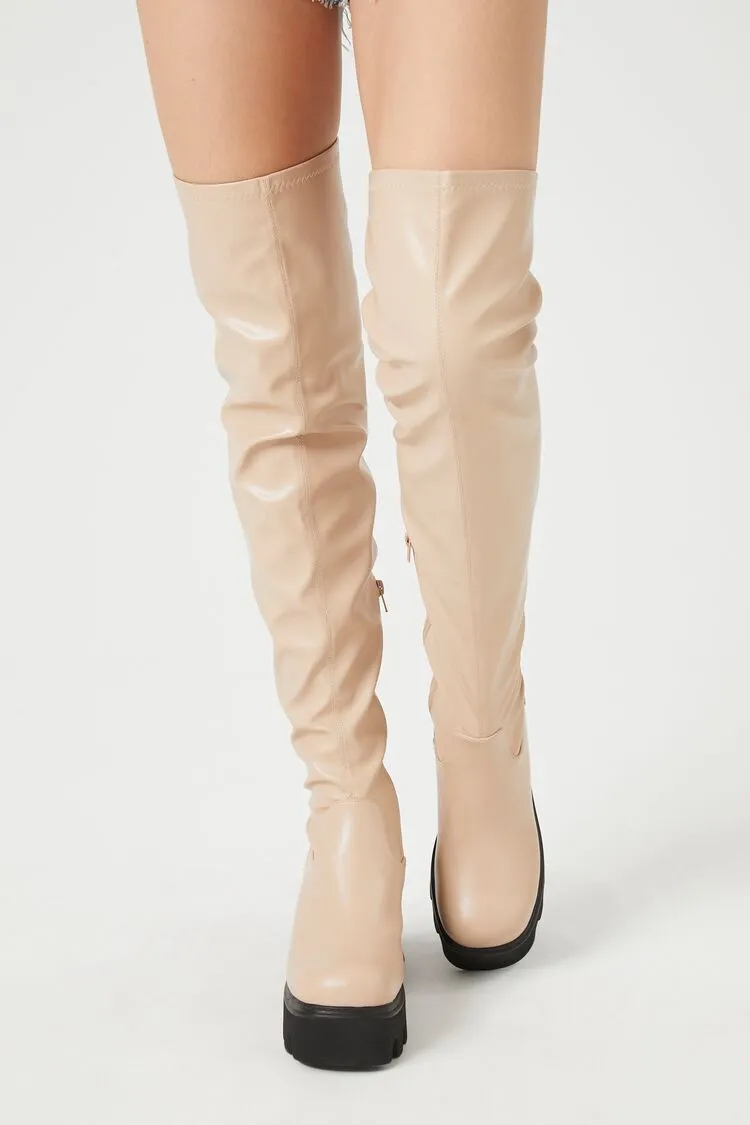 Over-the-Knee Lug-Sole Boots