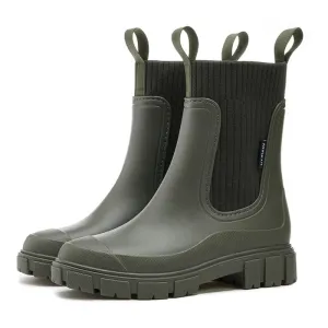 Patch Ribbed Sock Rubber Boots