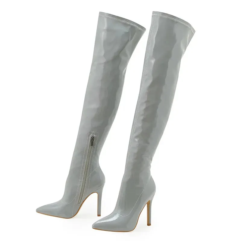 Patent Leather Over the Knee Boots