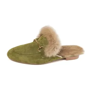 Pre Order:  Faux Fur Suede Flat Mules