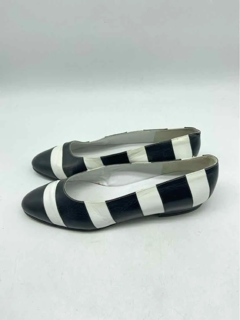Pre-Owned Chanel Black Size 36 Stripe Ballet Shoes Flats
