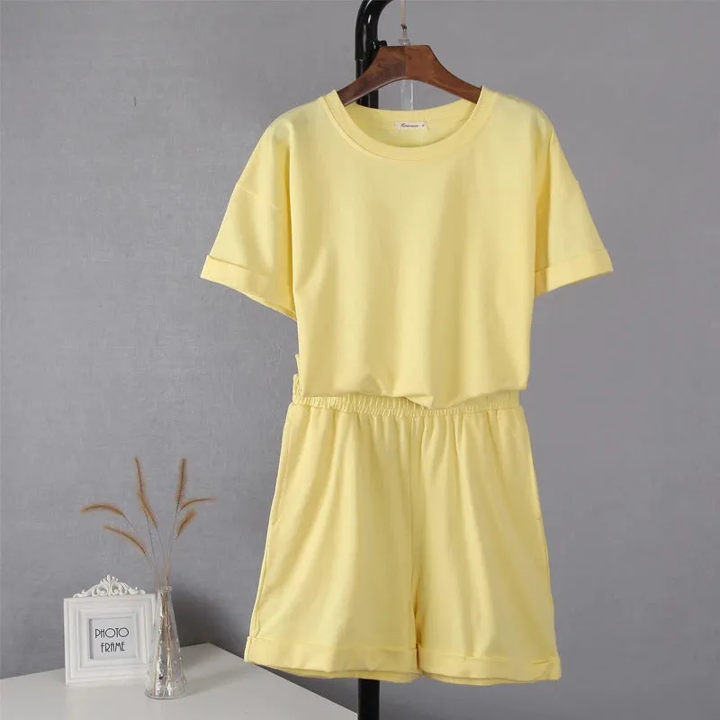 Prescilla - Loses T-Shirt Und Shorts Set