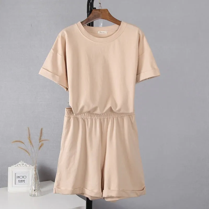 Prescilla - Loses T-Shirt Und Shorts Set
