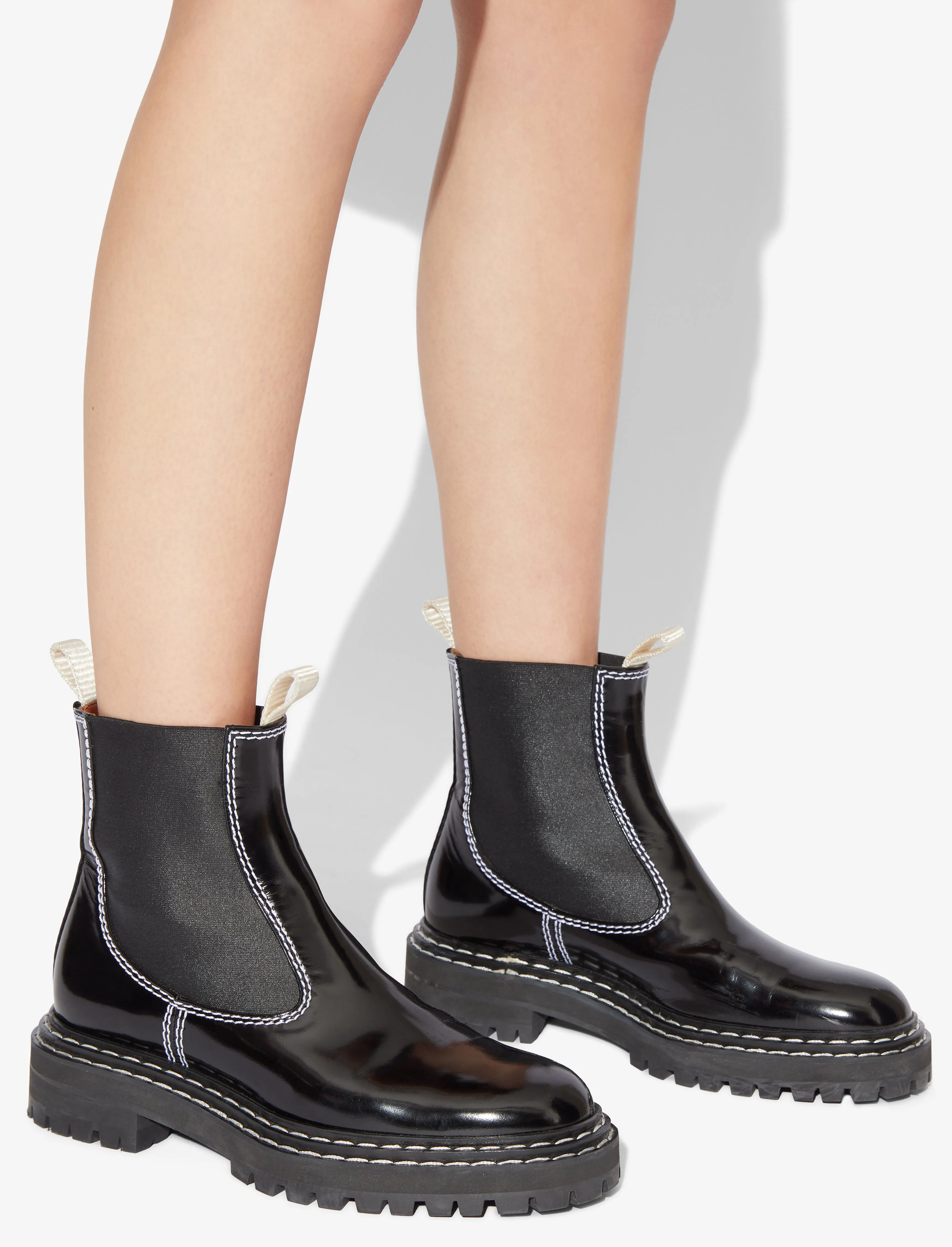 Proenza Schouler Lug Sole Chelsea Boots in Spazzolato Leather - Black