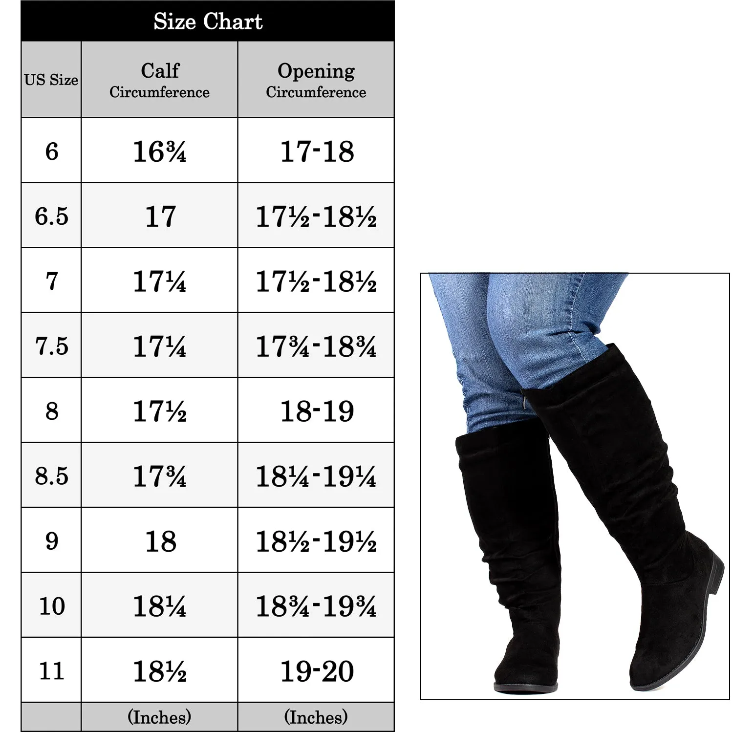 "Wide Calf & Wide Width" Low Heel Slouchy Knee High Boots BLACK