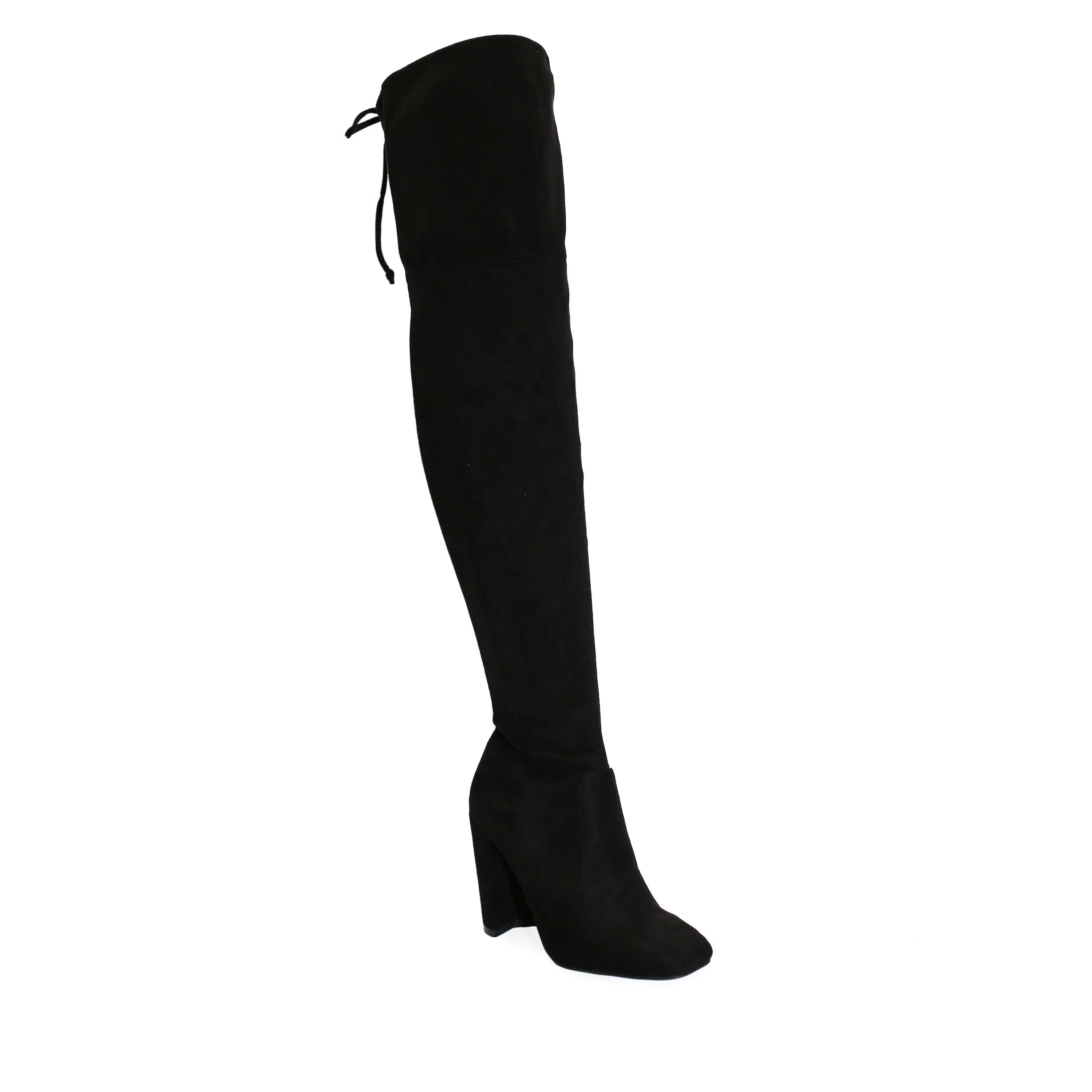 SLAY-08 Lace-Up Over The Knee Block Heel Boots