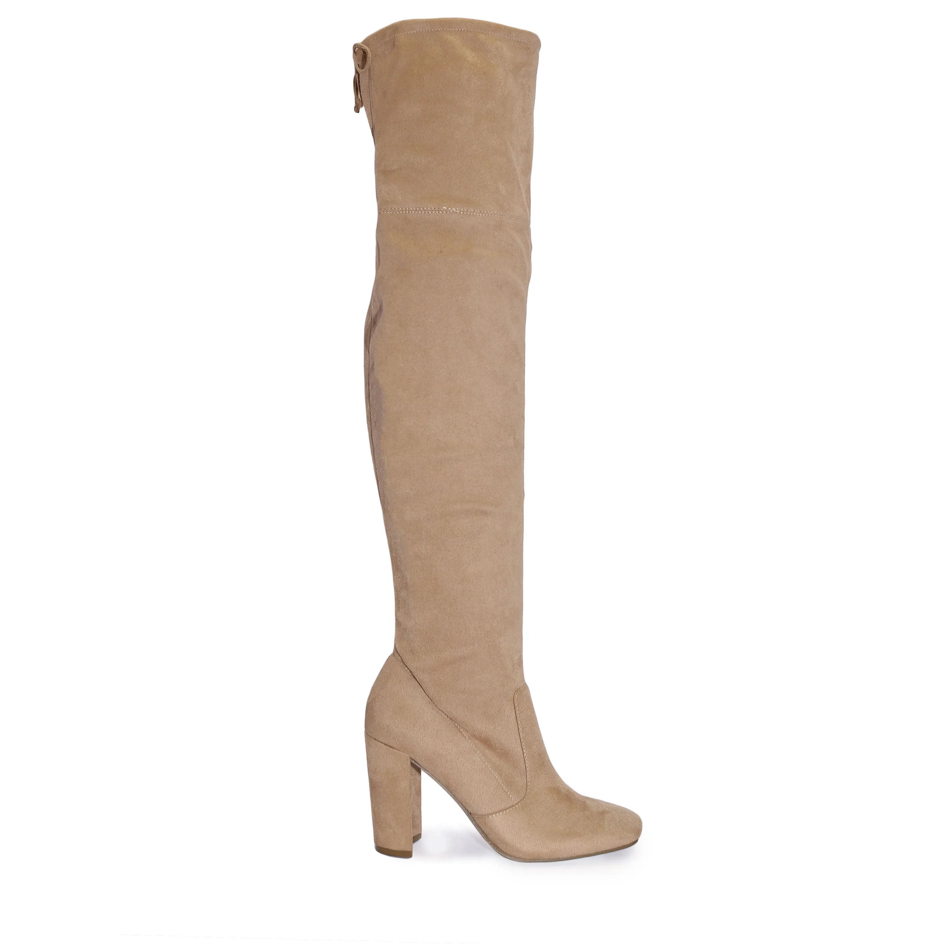 SLAY-08 Lace-Up Over The Knee Block Heel Boots