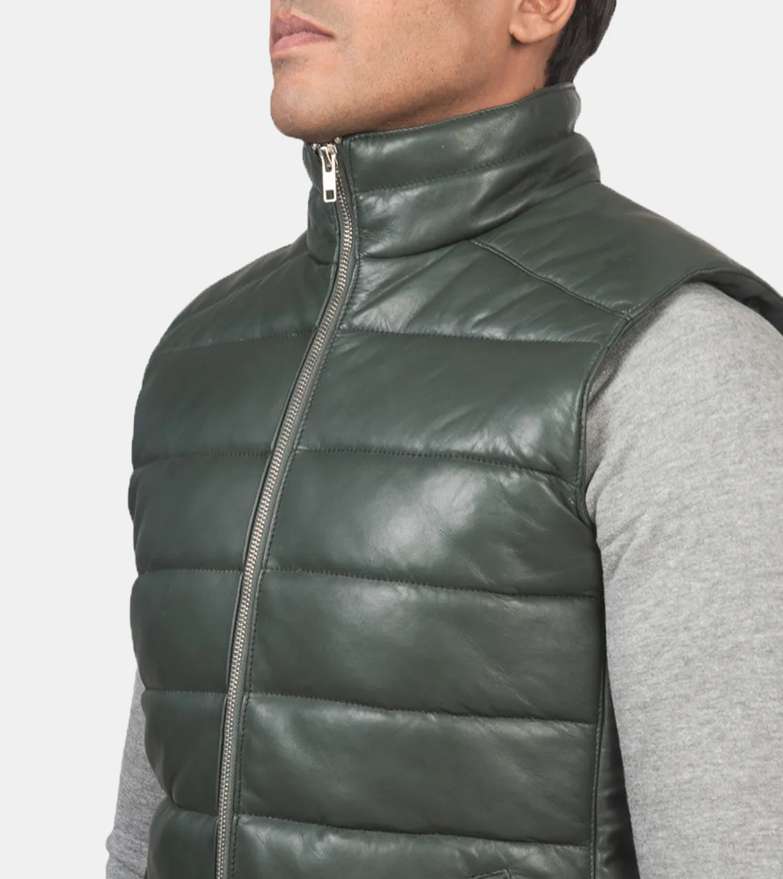 Stetson Men's Green Puffer Leather Vest
