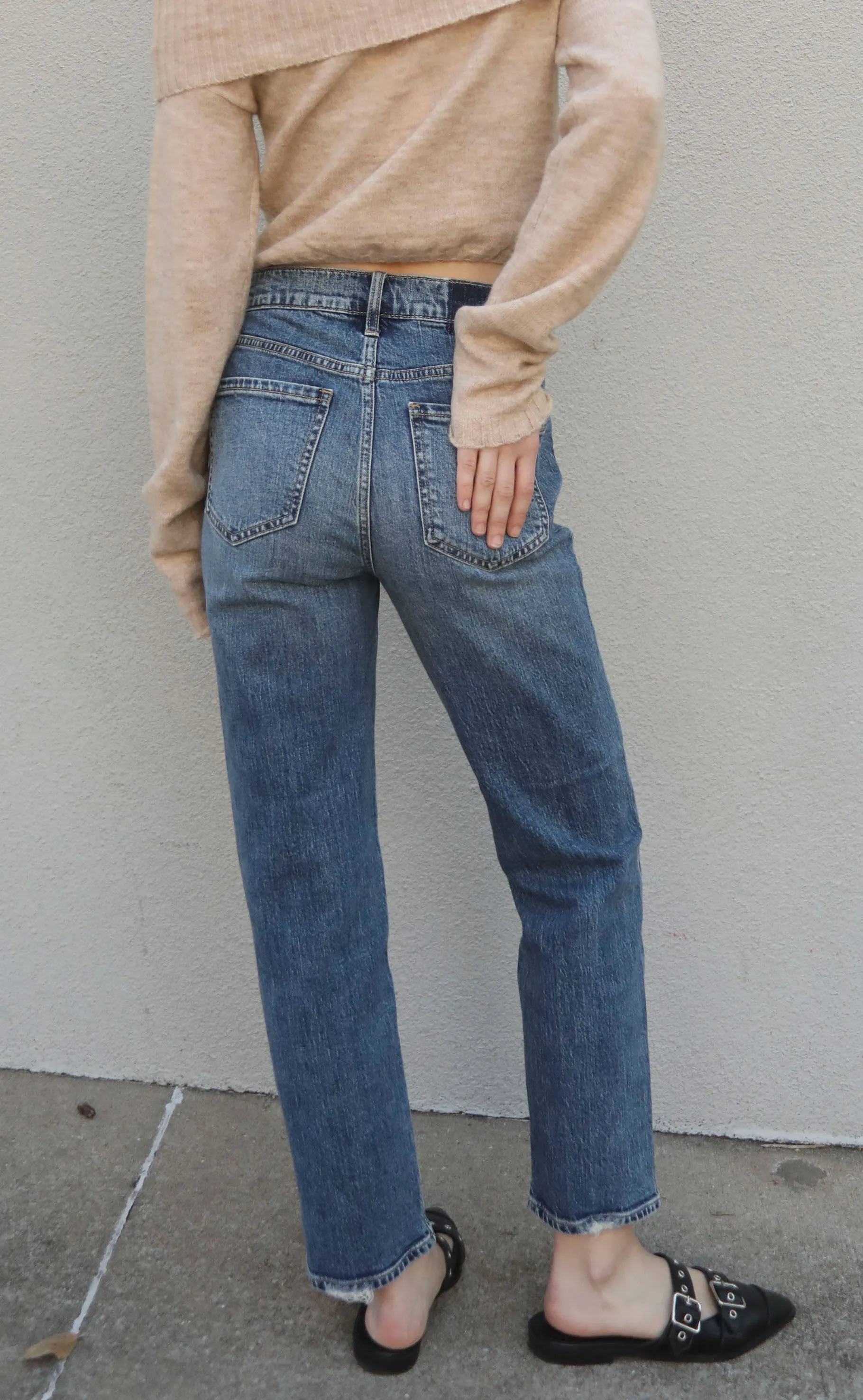 straight up stunner high rise straight denim