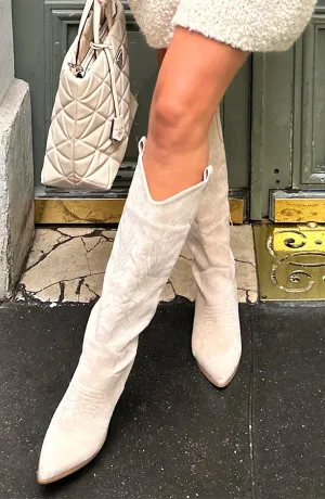 Suede High Boots Beige