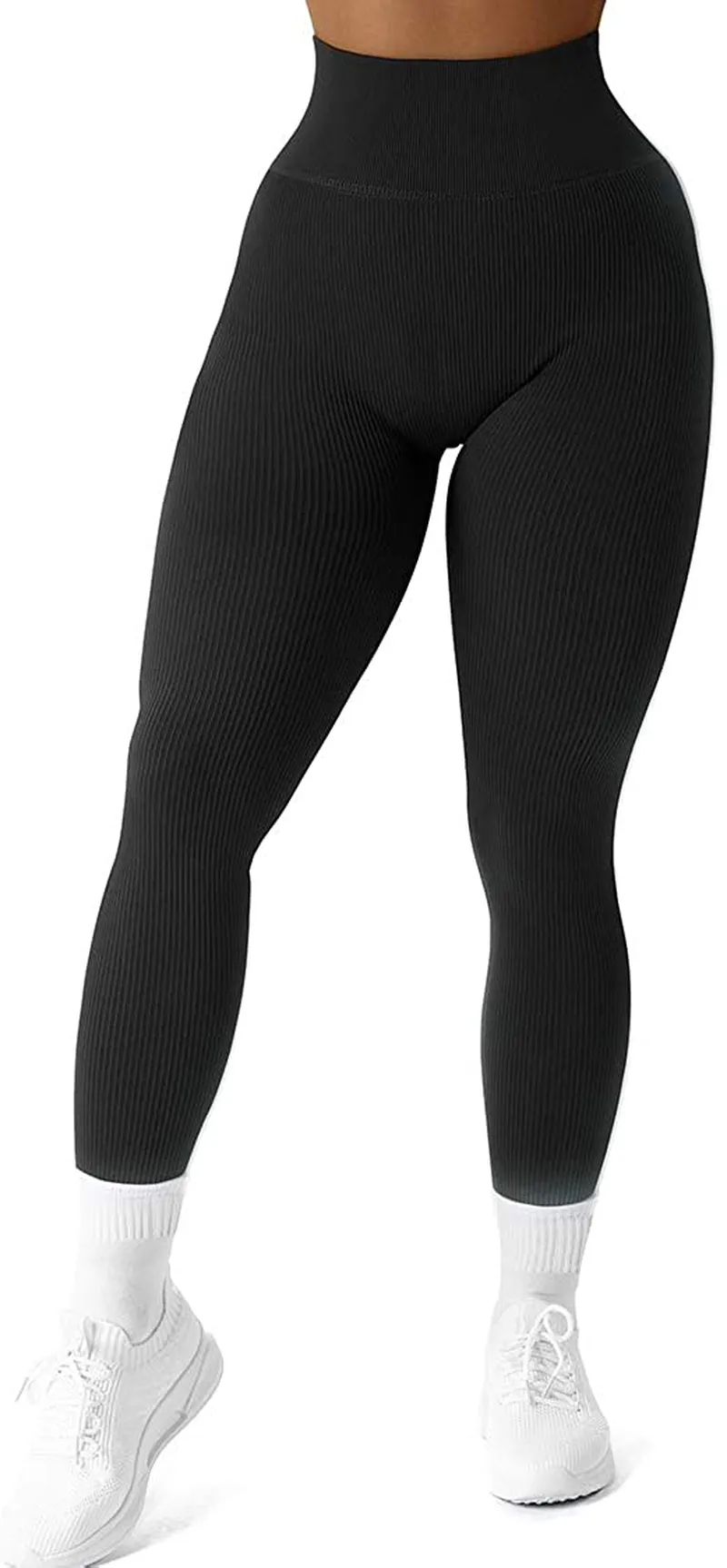 SUUKSESS Women Ribbed Seamless Leggings High Waisted Workout Gym Yoga Pants