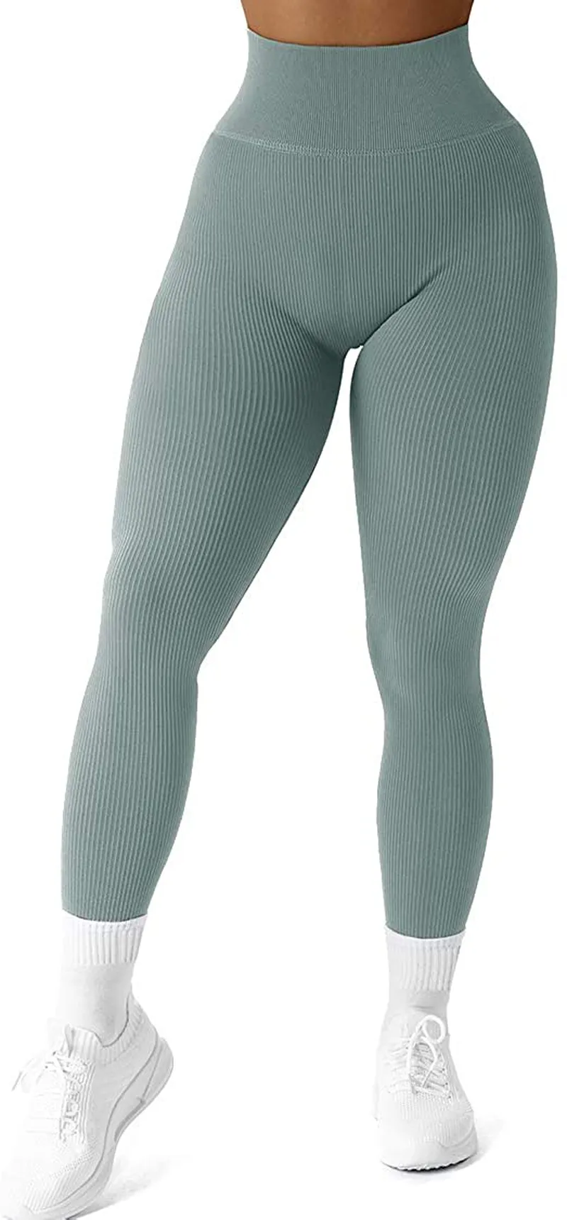 SUUKSESS Women Ribbed Seamless Leggings High Waisted Workout Gym Yoga Pants